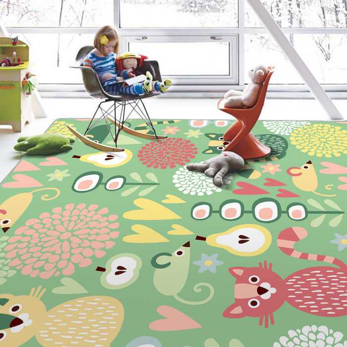 Airgugu KidSpace Delight Green Cartoon Printed Rug