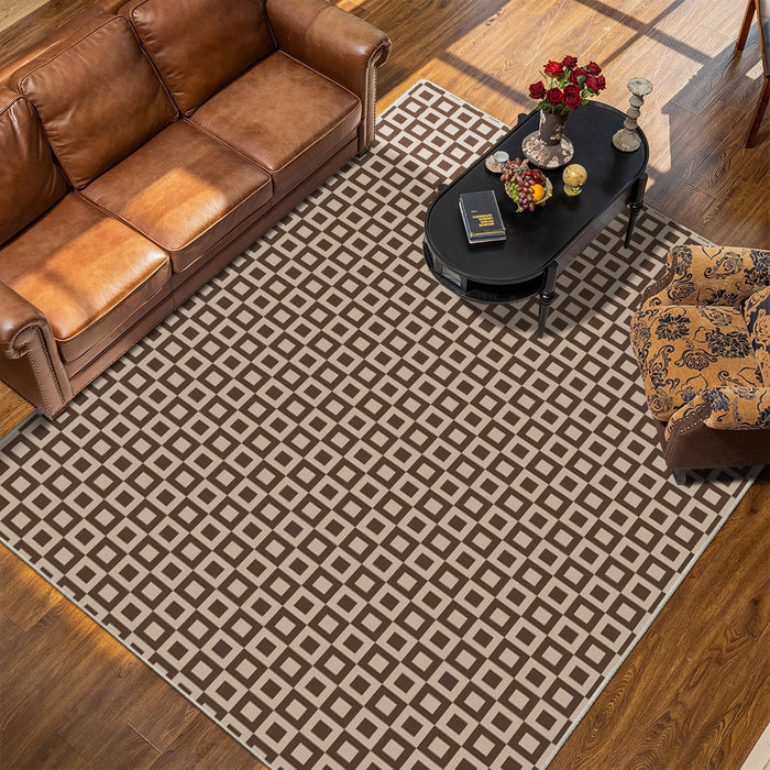 Airgugu Modern Minimalist Brown Square Printed Rug