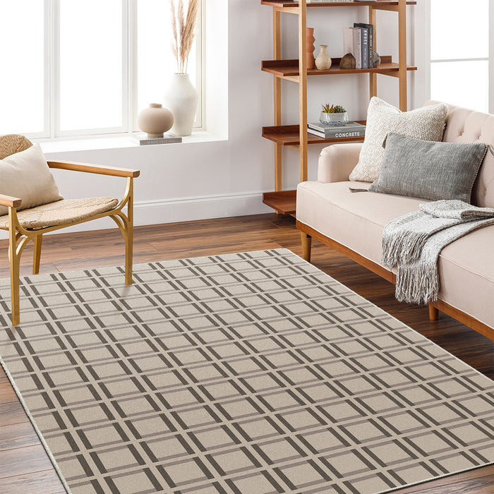 Airgugu Modern Minimalist Brown Checkered Rug