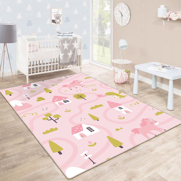 Airgugu KidSpace Delight Pink Unicorn Fantasy Rug