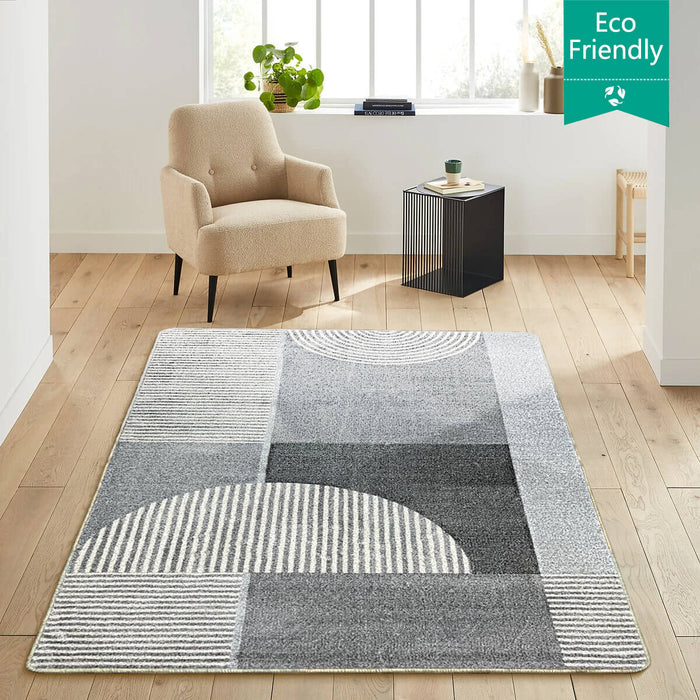 Airgugu Modern Minimalist Gray Striped Patchwork Rug