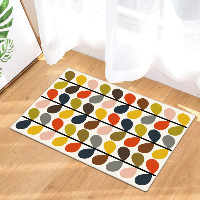 Airgugu Modern Minimalist Colorful Plant Leaves Beige Rug