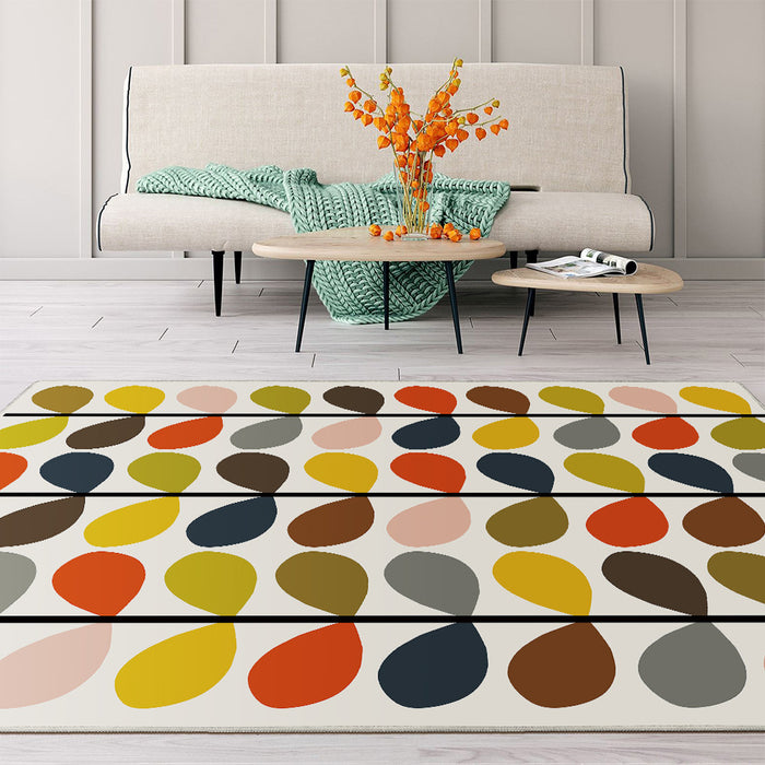 Airgugu Modern Minimalist Colorful Plant Leaves Beige Rug