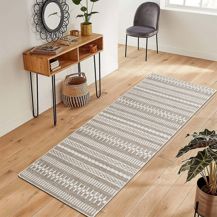 Airgugu Modern Minimalist Rustic Brown Striped Rug