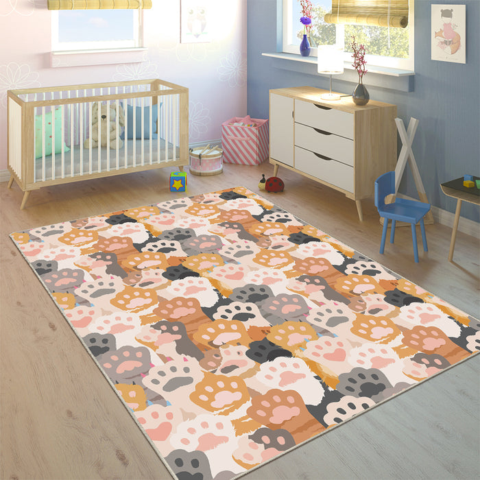 Airgugu KidSpace Delight Cartoon Cat Footprint Print Rug