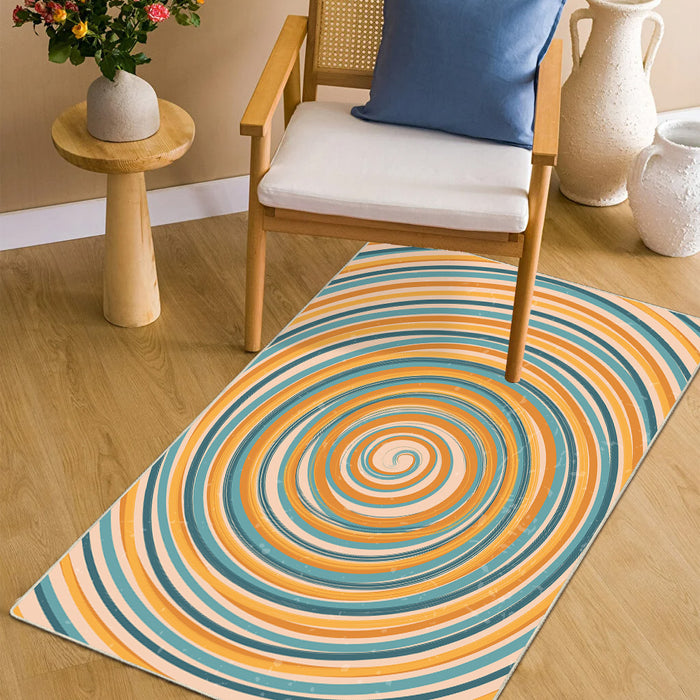 Airgugu KidSpace Delight Spinning Orange and Blue Woodgrain Rug