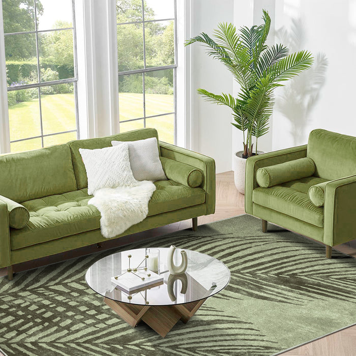 Airgugu Modern Minimalist Distressed Green Fern Rug