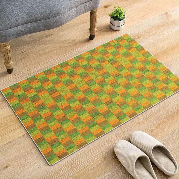 Airgugu Earth Garden Orange Green Checkered Rug