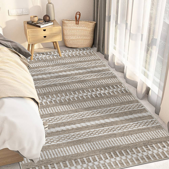 Airgugu Modern Minimalist Rustic Brown Striped Rug