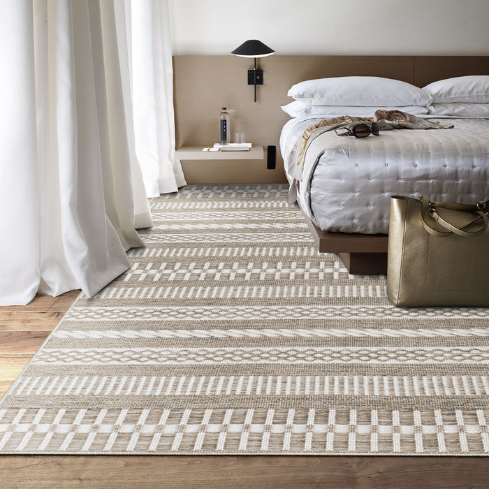 Airgugu Modern Minimalist Rustic Brown Striped Rug