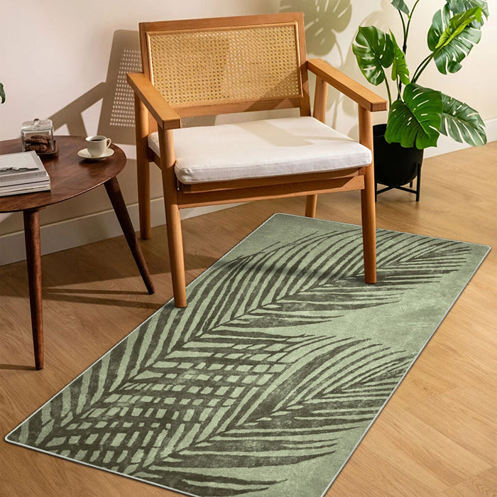 Airgugu Modern Minimalist Distressed Green Fern Rug