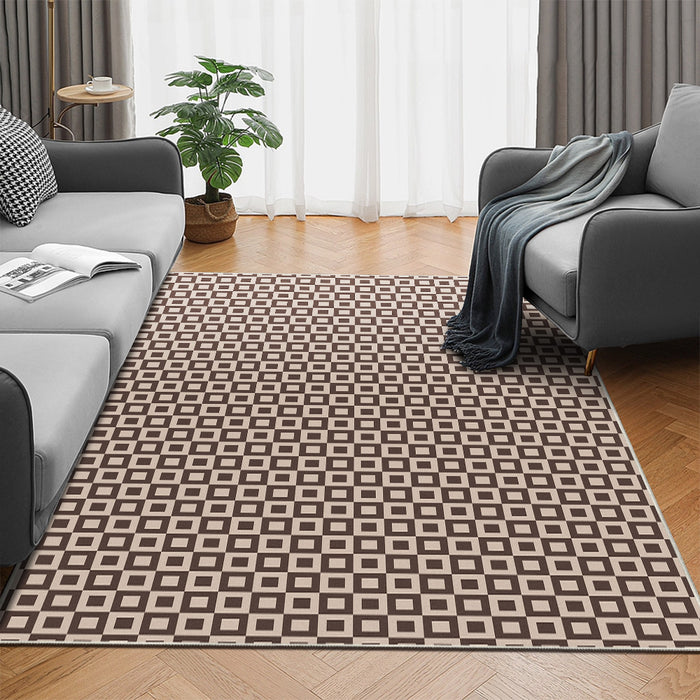 Airgugu Modern Minimalist Brown Square Printed Rug