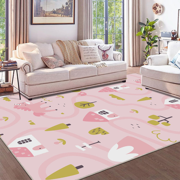 Airgugu KidSpace Delight Pink Unicorn Fantasy Rug