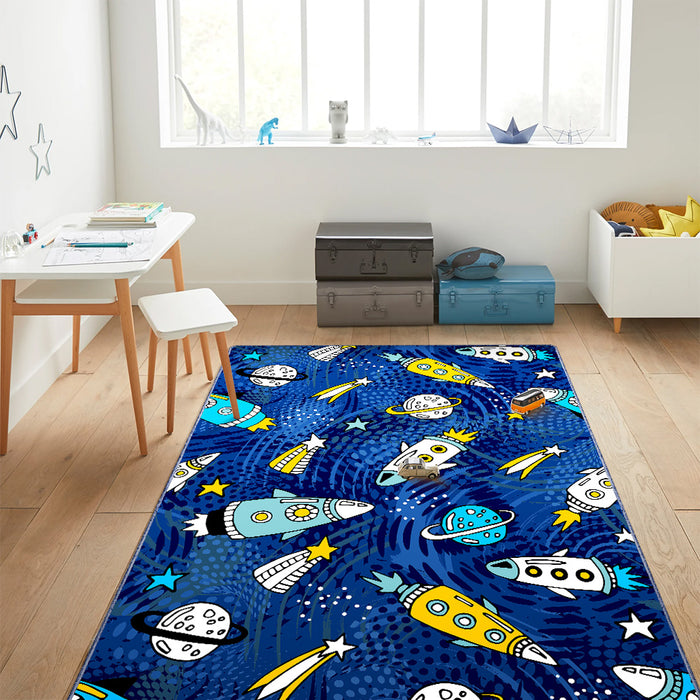 Airgugu KidSpace Delight Blue Space Fleet Adventure Rug