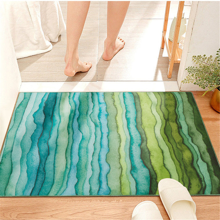 Airgugu Earth Garden Rock Artistic Blue and Green Striped Rug🔥