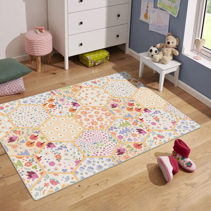 Airgugu KidSpace Delight Colorful Floral World Print Rug