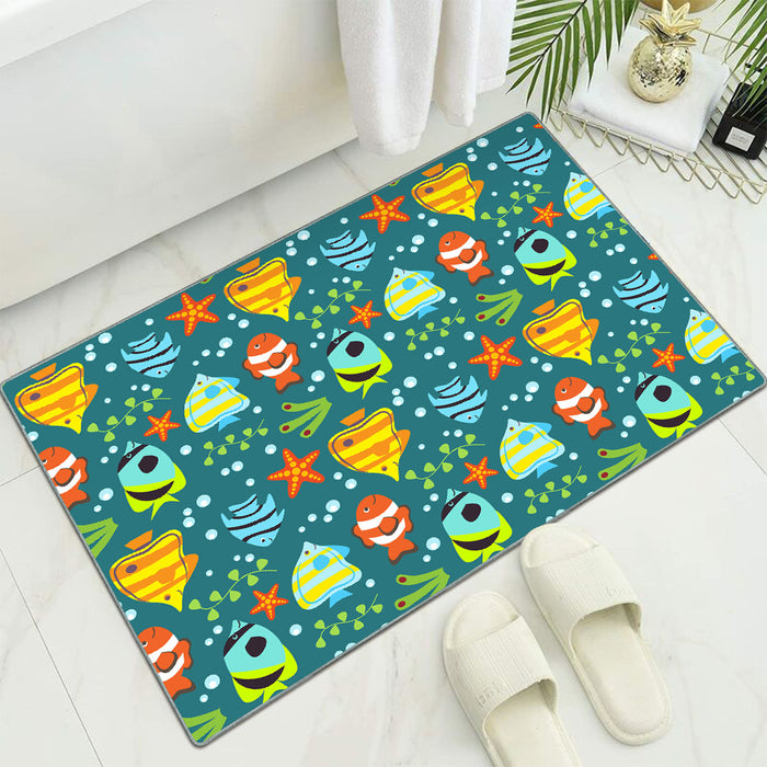 Airgugu KidSpace Delight Cartoon Little Fish Blue Printed Rug