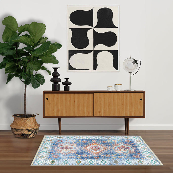 Airgugu Heritage Classique Blue Retro Stamp Rug