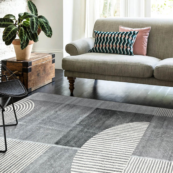 Airgugu Modern Minimalist Gray Striped Patchwork Rug