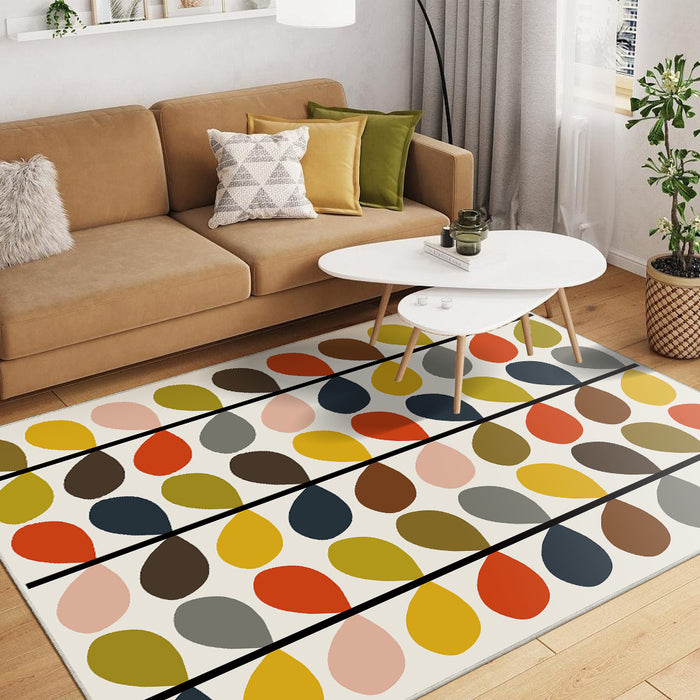 Airgugu Modern Minimalist Colorful Plant Leaves Beige Rug