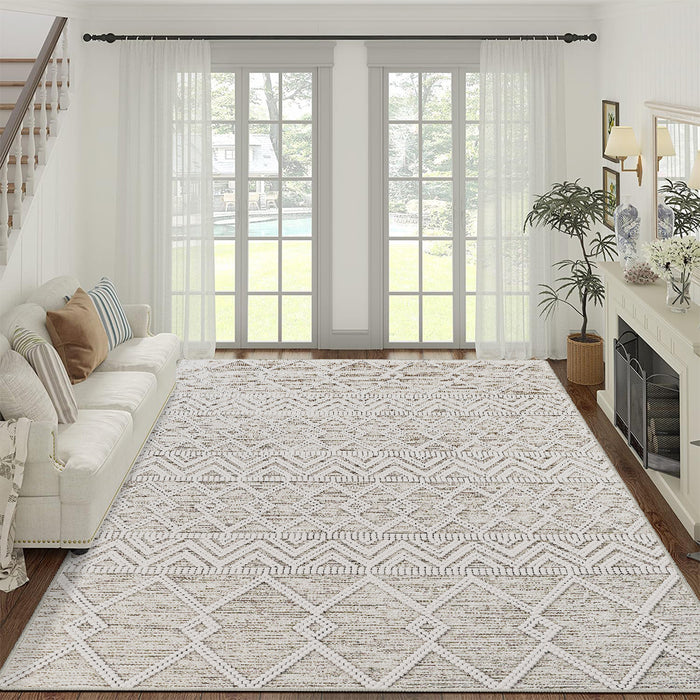 Airgugu Modern Minimalist White Pearl Plaid Rug