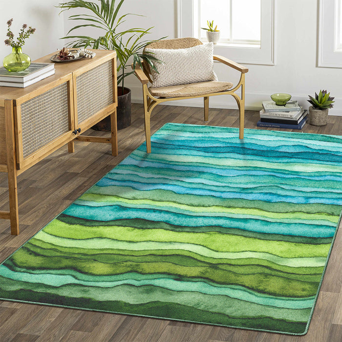 Airgugu Earth Garden Rock Artistic Blue and Green Striped Rug🔥