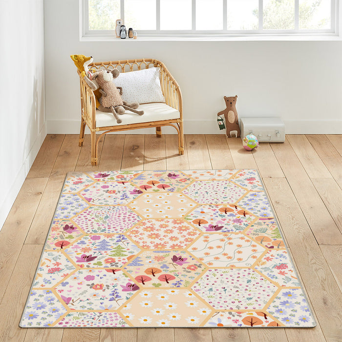 Airgugu KidSpace Delight Colorful Floral World Print Rug