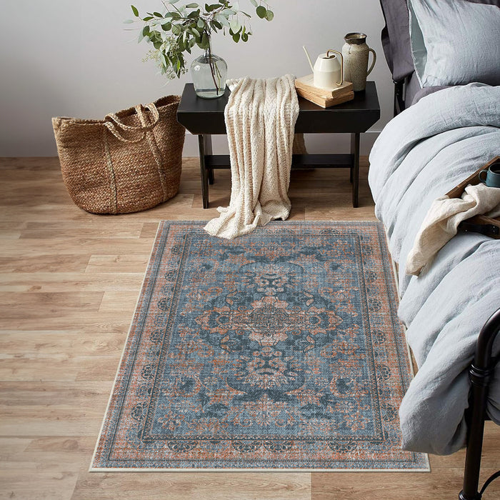 Airgugu  Heritage Classique Blue Distressed Texture Background Rug