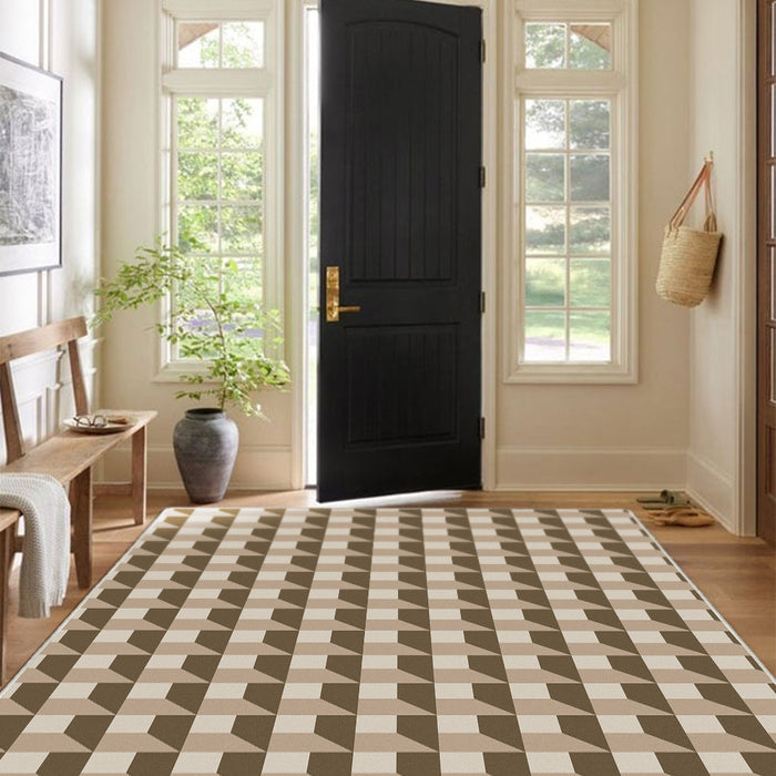 Airgugu Modern Minimalist Brown 2D Checkered Pattern Rug