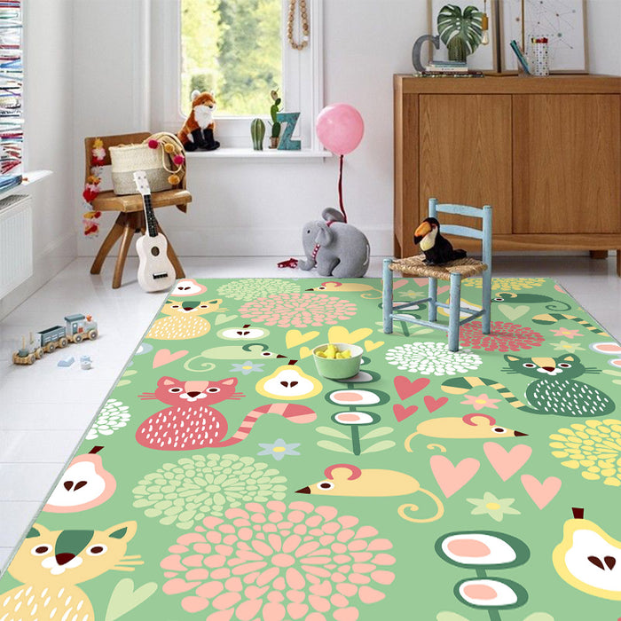 Airgugu KidSpace Delight Green Cartoon Printed Rug