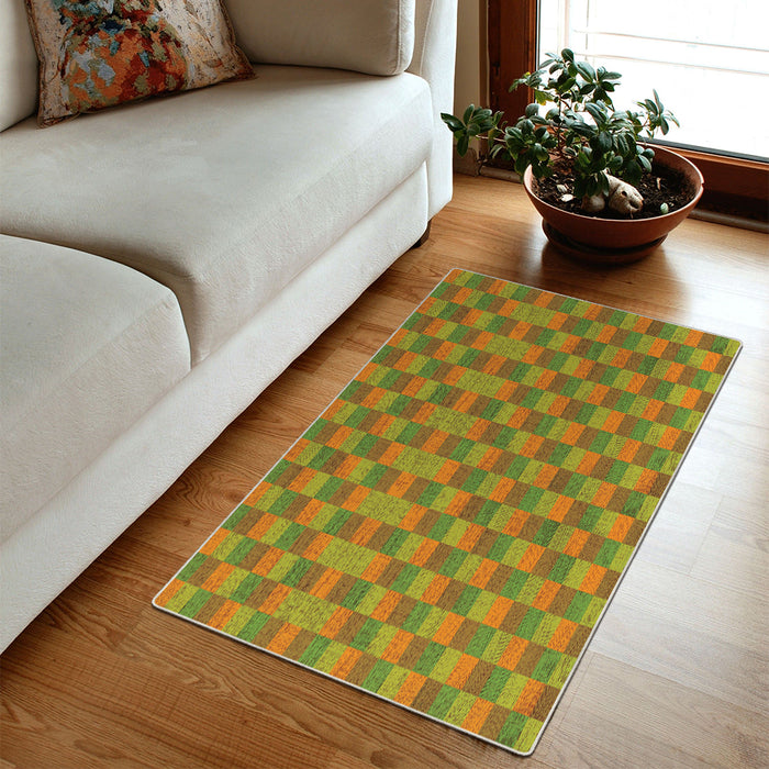 Airgugu Earth Garden Orange Green Checkered Rug