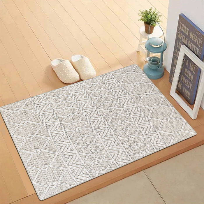 Airgugu Modern Minimalist White Pearl Plaid Rug