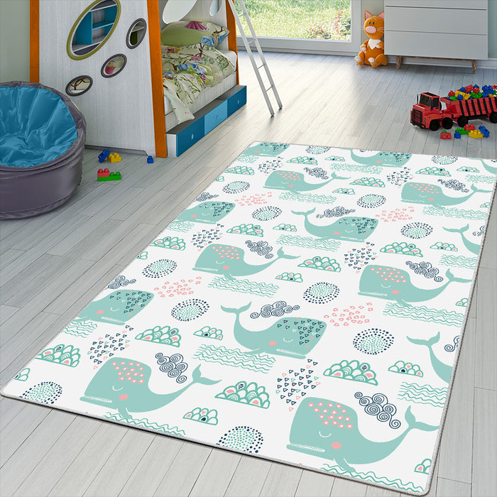 Airgugu KidSpace Delight Carefree Cartoon Whales Rug