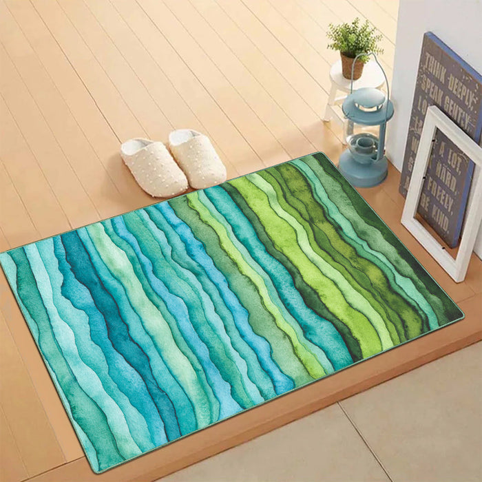 Airgugu Earth Garden Rock Artistic Blue and Green Striped Rug🔥