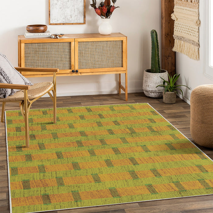 Airgugu Earth Garden Orange Ranch Fence Striped Rug