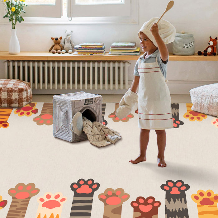 Airgugu KidSpace Delight Pink Cat Footprints Gray Rug