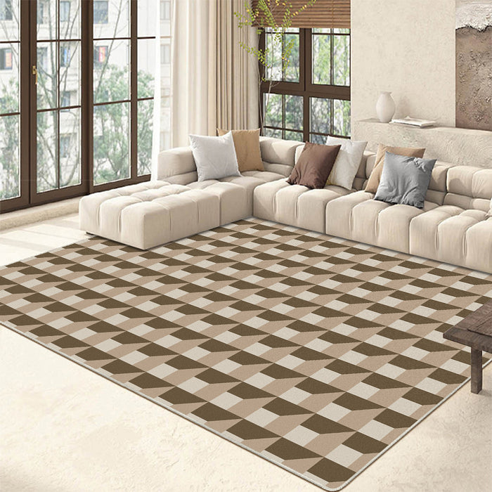 Airgugu Modern Minimalist Brown 2D Checkered Pattern Rug