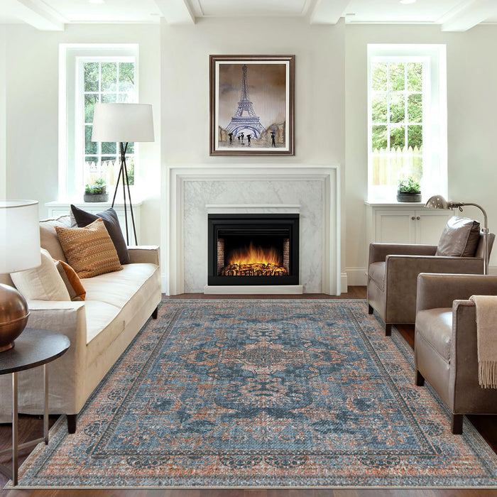 Airgugu  Heritage Classique Blue Distressed Texture Background Rug