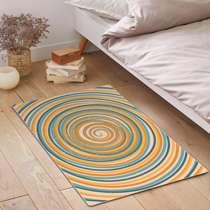 Airgugu KidSpace Delight Spinning Orange and Blue Woodgrain Rug