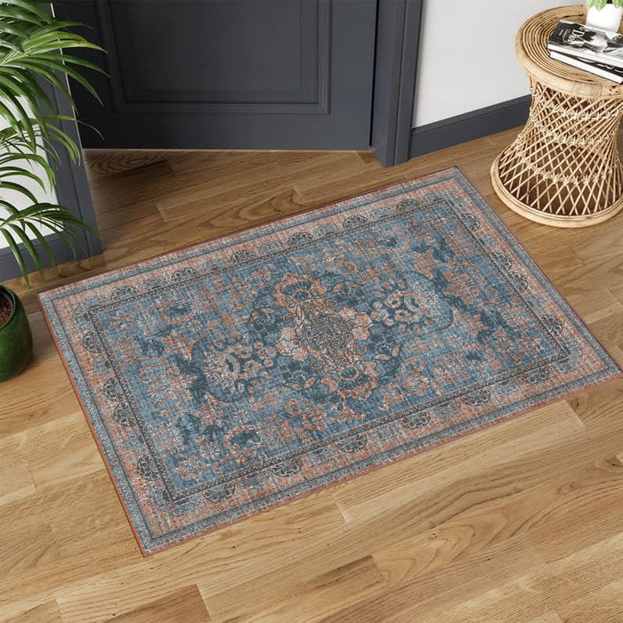 Airgugu  Heritage Classique Blue Distressed Texture Background Rug