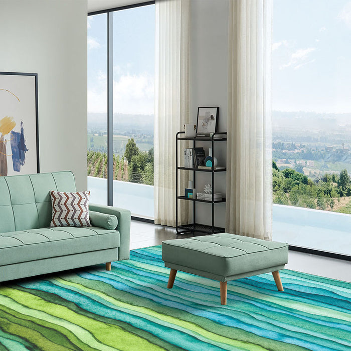 Airgugu Earth Garden Rock Artistic Blue and Green Striped Rug🔥