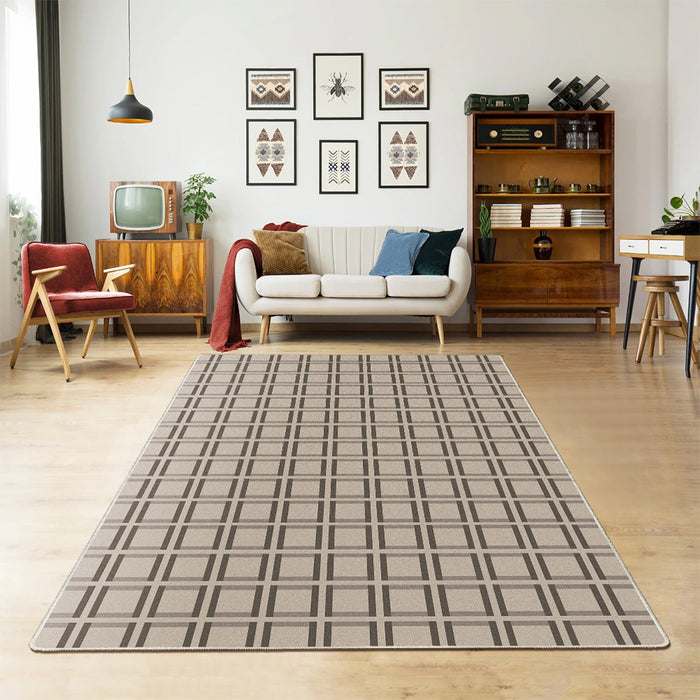 Airgugu Modern Minimalist Brown Checkered Rug