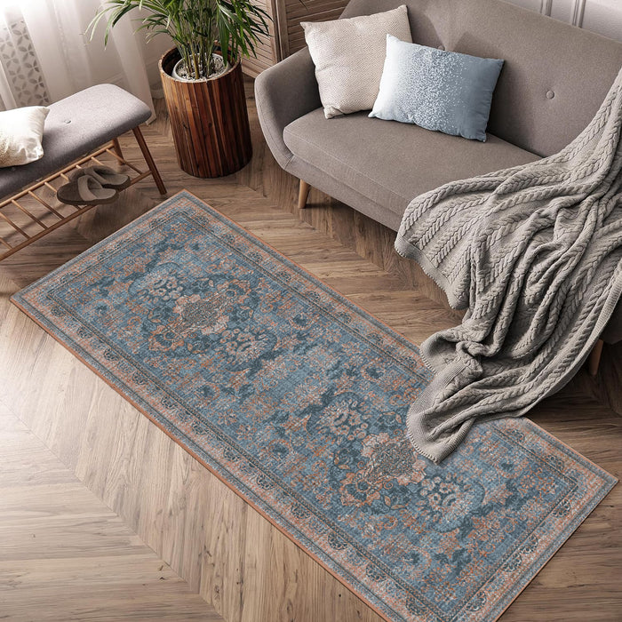 Airgugu  Heritage Classique Blue Distressed Texture Background Rug