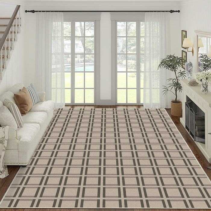 Airgugu Modern Minimalist Brown Checkered Rug