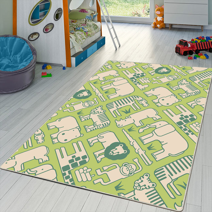 Airgugu KidSpace Delight Cartoon Animal Green Rug