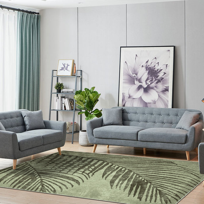 Airgugu Modern Minimalist Distressed Green Fern Rug