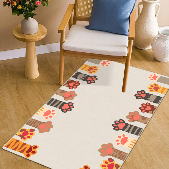 Airgugu KidSpace Delight Pink Cat Footprints Gray Rug