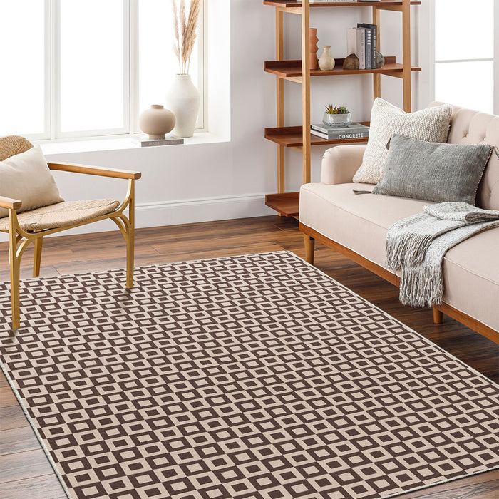 Airgugu Modern Minimalist Brown Square Printed Rug