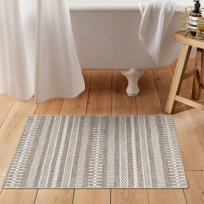 Airgugu Modern Minimalist Rustic Brown Striped Rug