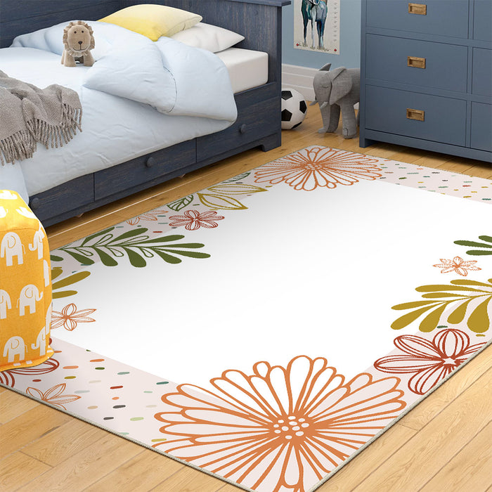 Airgugu KidSpace Delight White Vibrant Botanical Pattern Rug